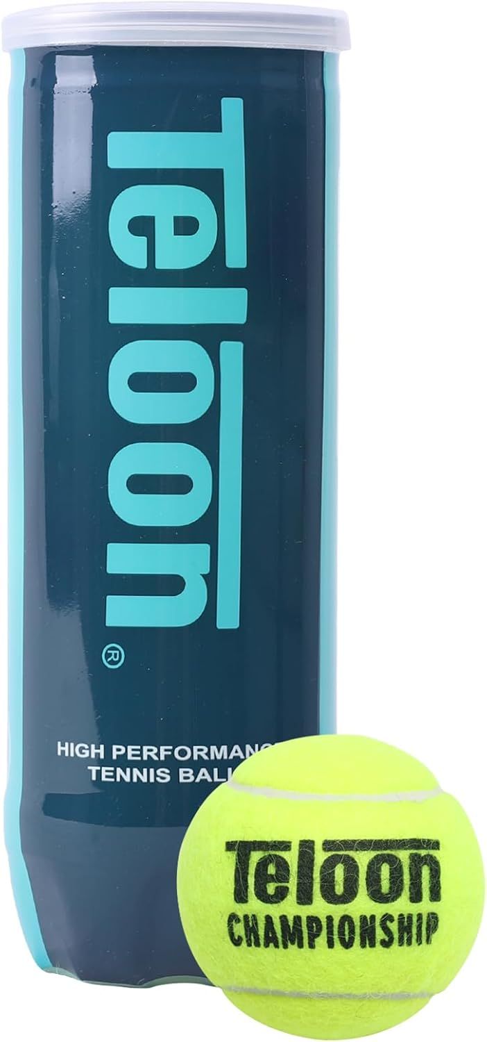 Displays the tennis ball product alongside its container on a clean white background to provide a clear, catalog-style view of what the customer receives.