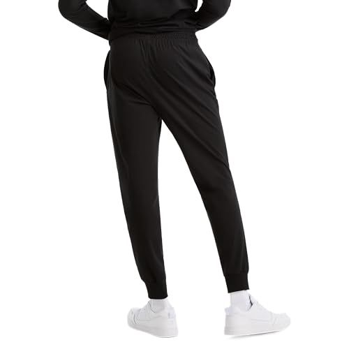Provides a clean, distraction-free view of the product (black jogger pants) to help shoppers see the fit, style, and design details clearly.