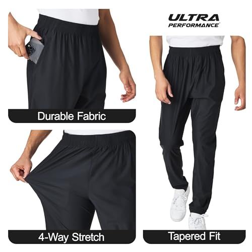 Showcases three distinct product benefits in a segmented layout to communicate the pants' durability, flexibility, and modern fit to shoppers.