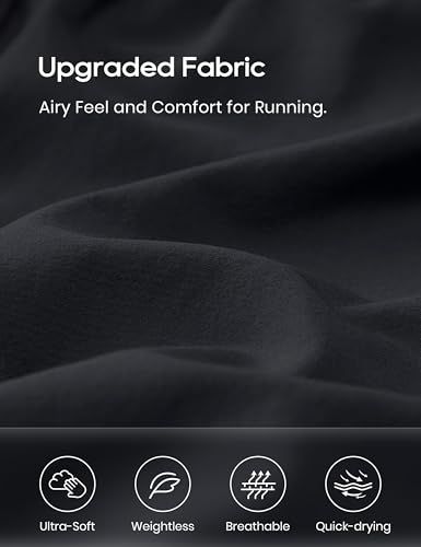 Communicates multiple fabric benefits (ultra-soft, weightless, breathable, quick-drying) to reassure shoppers that the upgraded fabric delivers superior comfort and performance for running.