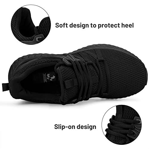 Highlights two key design features of the shoe—the soft heel cushioning for comfort and the convenient slip-on construction—to reassure shoppers about ease of use and comfort.