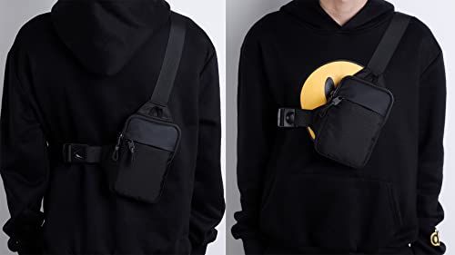 Shows the product being worn in a real-world context to help shoppers visualize how the crossbody bag looks and fits when worn.