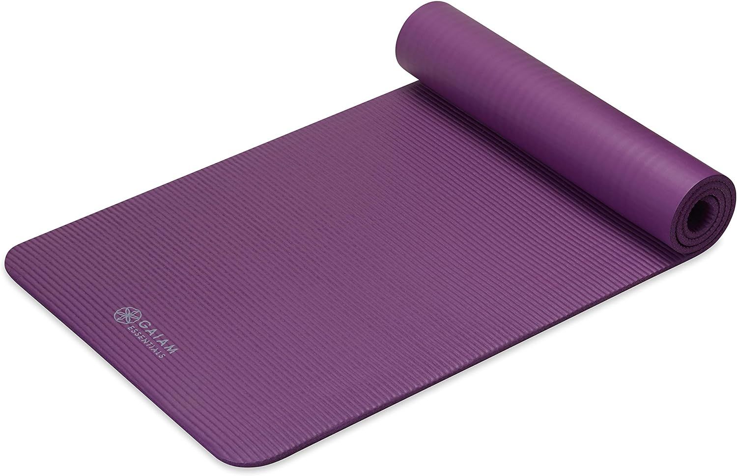 Provides a clean, catalog-style view of the yoga mat showing its color, texture, and rolled form to help shoppers visualize the product clearly.
