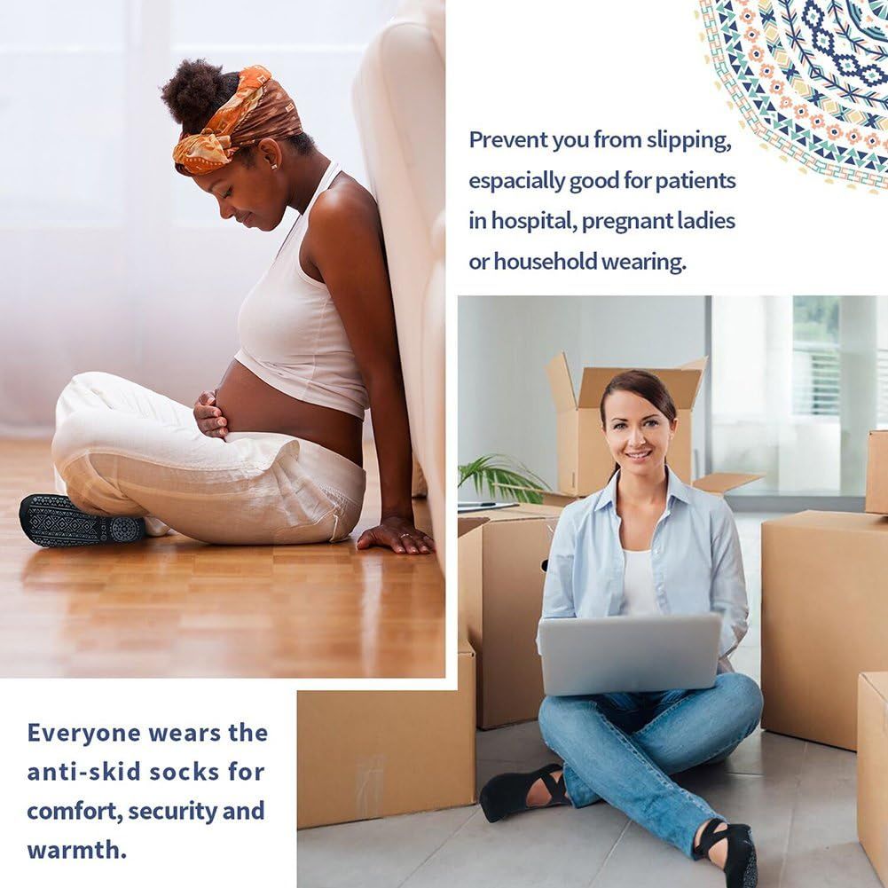 Demonstrates multiple real-world scenarios where anti-skid socks provide safety and comfort, including for pregnant women, hospital patients, and everyday household activities. Highlights multiple…