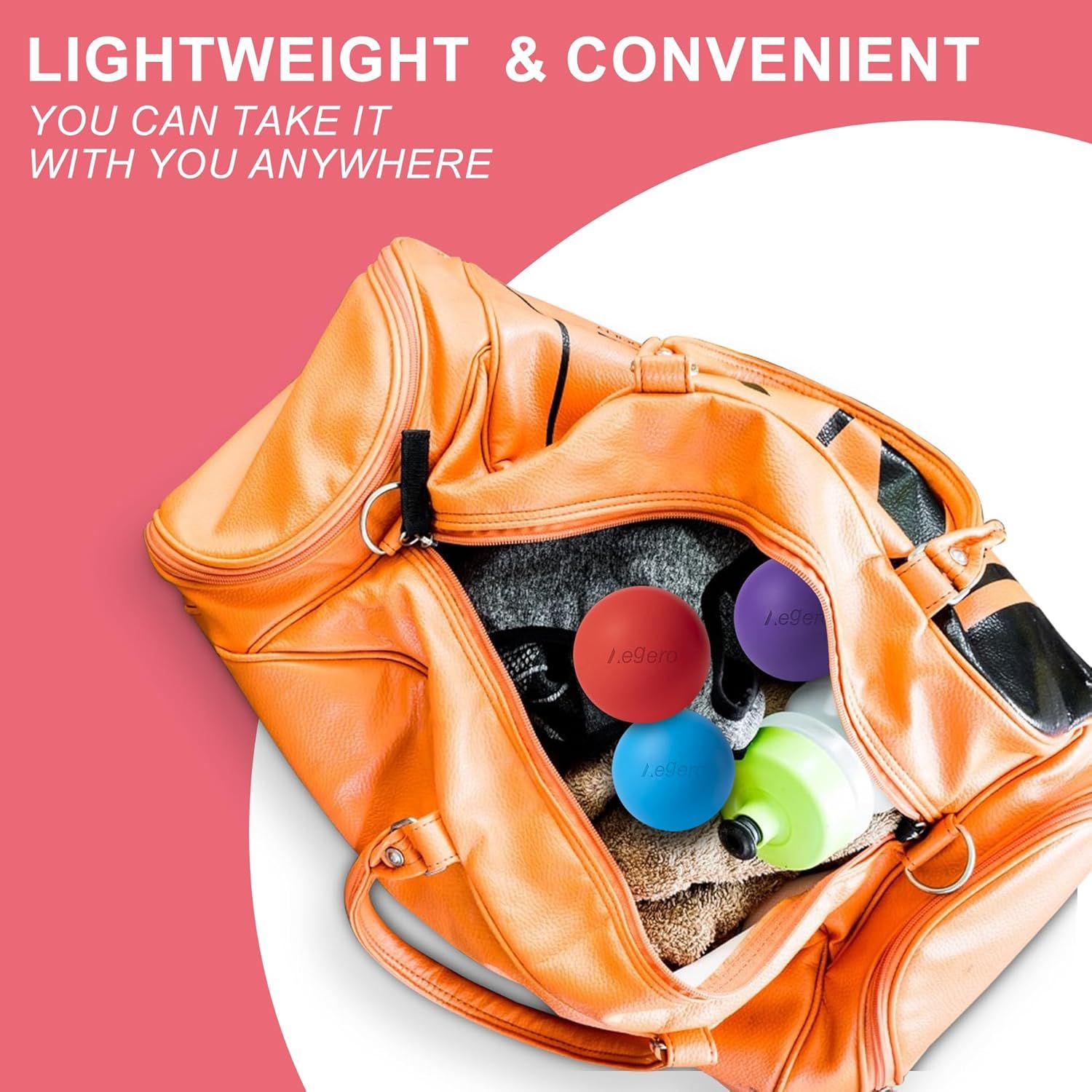 Communicates that the product is lightweight and portable, making it easy to take anywhere for on-the-go use.