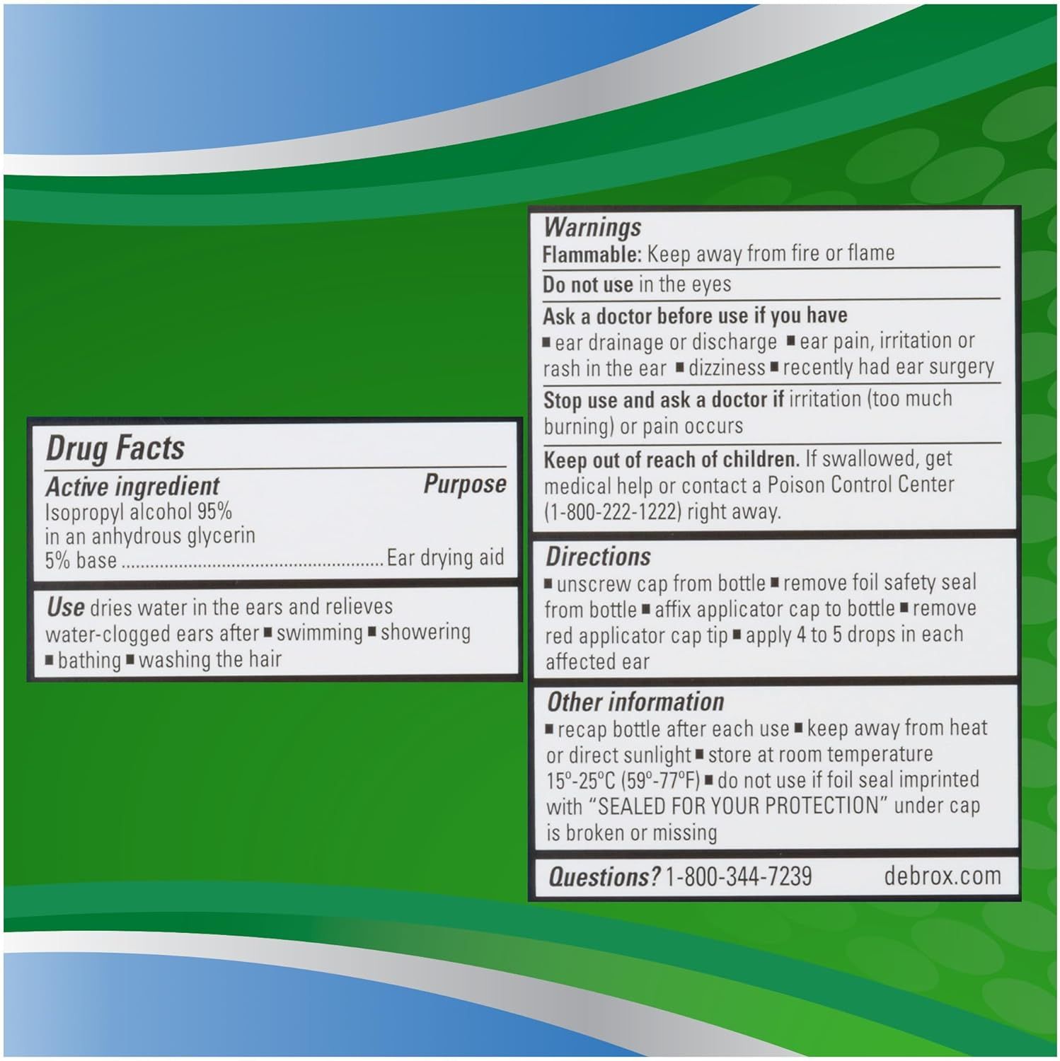 Provides detailed step-by-step directions on how to properly use the ear drying aid product, including safety warnings and application instructions to ensure effective and safe usage.