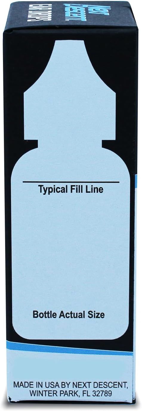 Shows the actual physical size of the bottle and typical fill line to help shoppers understand the product dimensions and capacity before purchase.