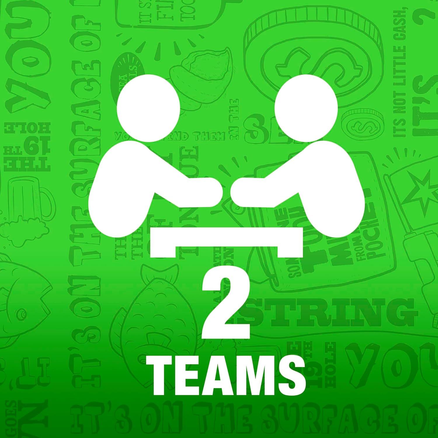 Communicates that the product supports 2 teams, highlighting its multiplayer or group play capability to appeal to shoppers looking for social or competitive…