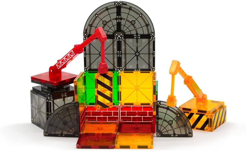 Shows the complete construction toy set with all included pieces and components in a clean, catalog-style presentation to help shoppers see exactly what the product looks like.