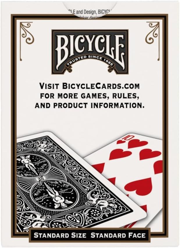 Communicates the Bicycle brand's heritage ('Trusted Since 1885') and directs shoppers to the brand website for additional product information, games, and rules.