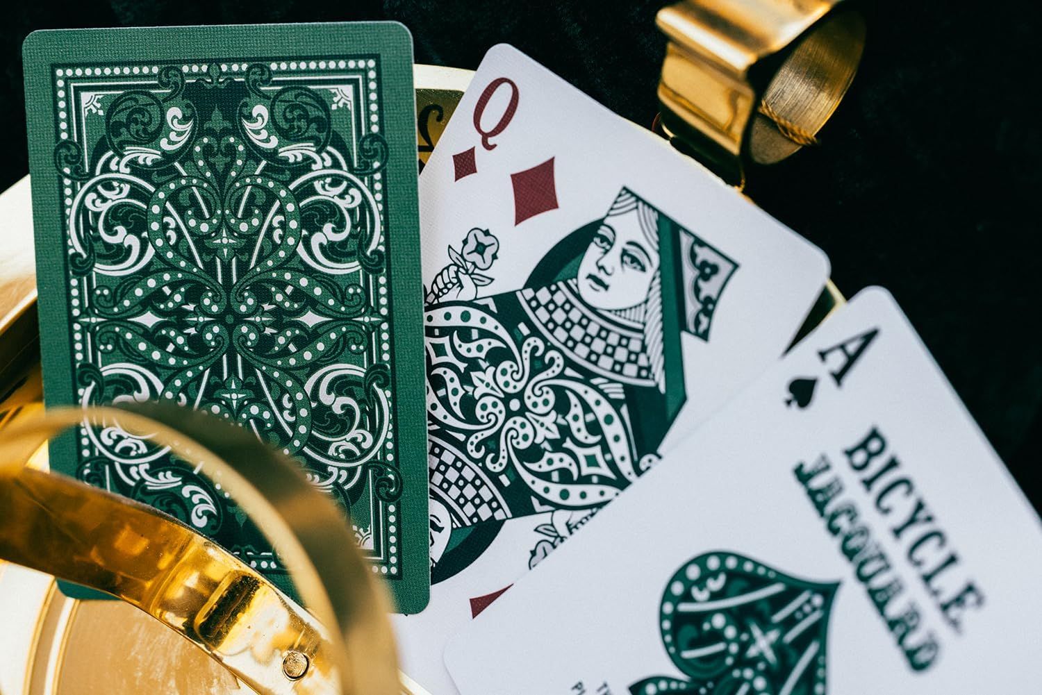 Displays the playing cards in a clean, catalog-style presentation showing the product design and packaging without any text overlays or marketing claims.