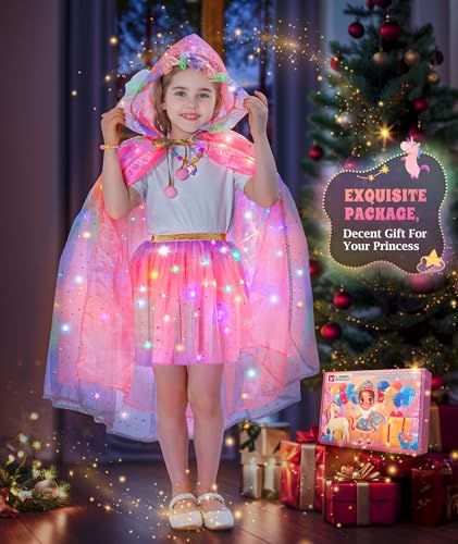 Positions the product as a perfect gift for young girls during the holiday season, emphasizing its magical, princess-themed appeal in a festive Christmas setting.