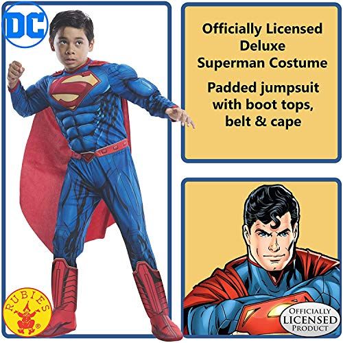 Shows the customer exactly what components are included in the Superman costume package, helping them understand the completeness of the purchase. Establishes authenticity and trust by prominently…