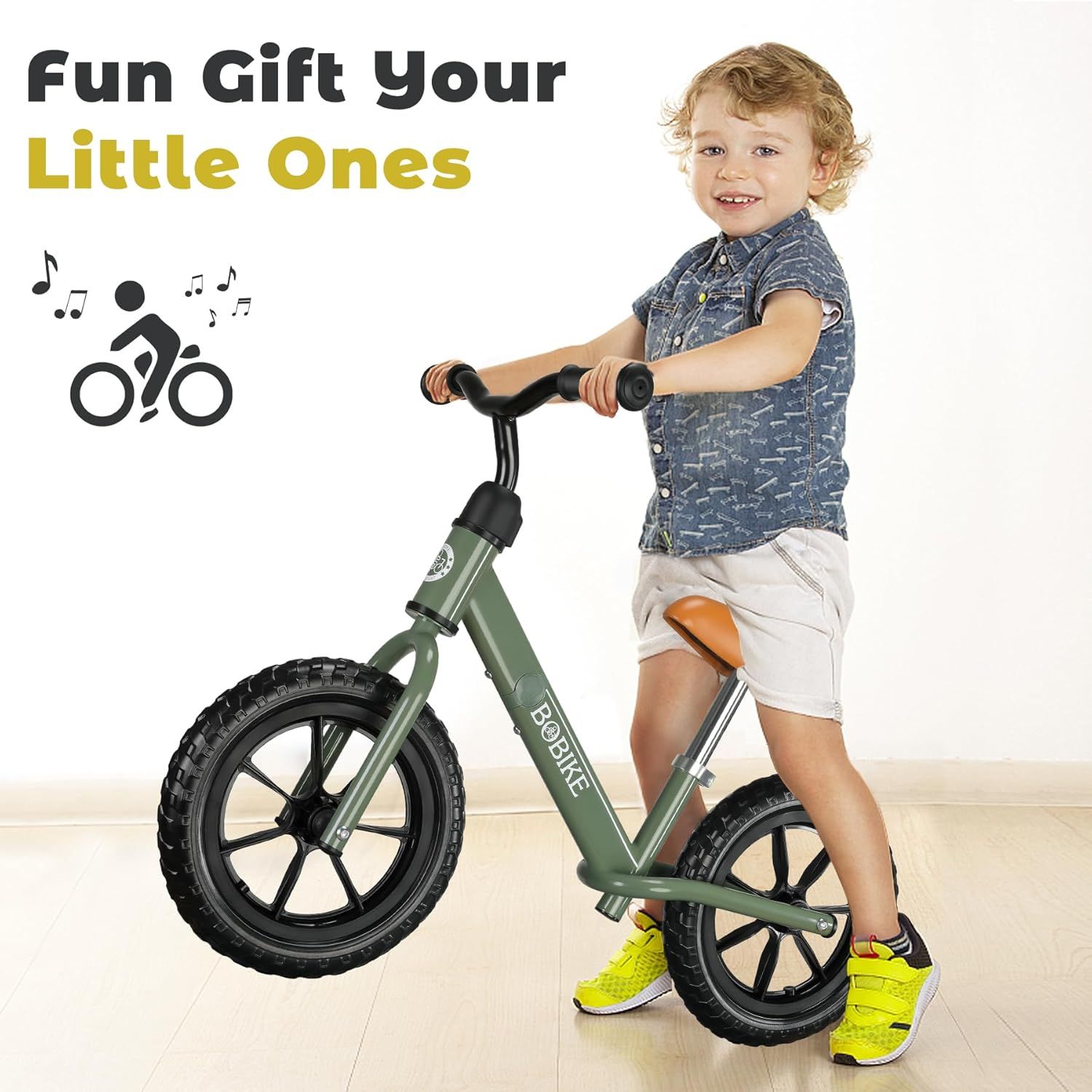 Positions the balance bike as a fun gift option for young children, appealing to parents and gift-givers looking for age-appropriate presents.