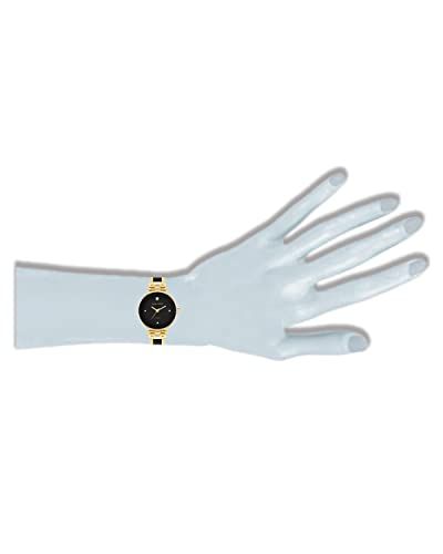 Shows the watch on a mannequin hand to help shoppers visualize the actual size and proportions of the watch face and band on a wrist.