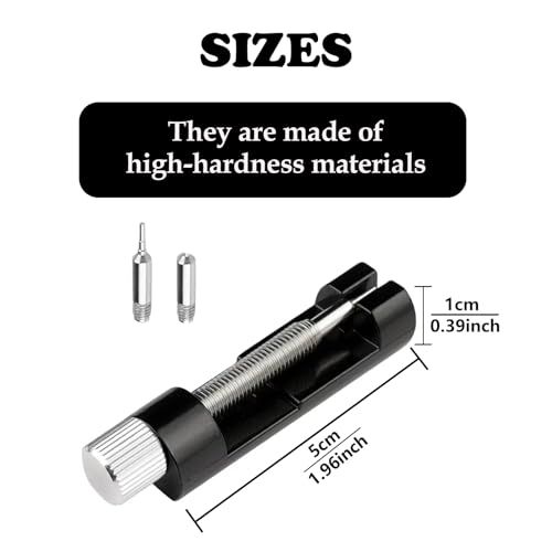 Communicates the exact physical dimensions of the product (1cm x 5cm) to help shoppers understand its compact size, while also highlighting the durable material construction.