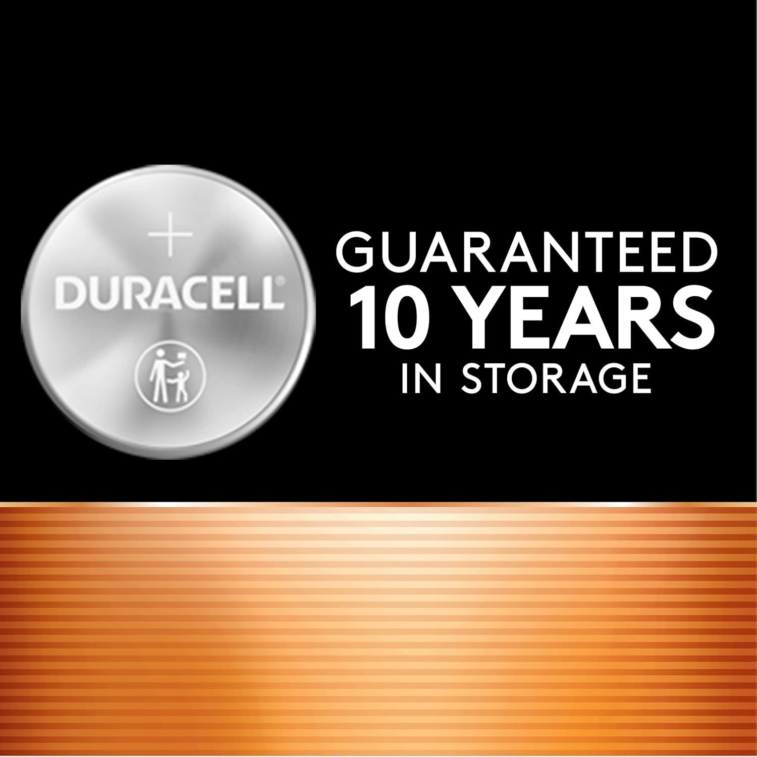 Communicates the exceptional shelf life and reliability of the Duracell battery, reassuring shoppers that the product will remain functional for a decade in storage. Highlights the key benefit of…