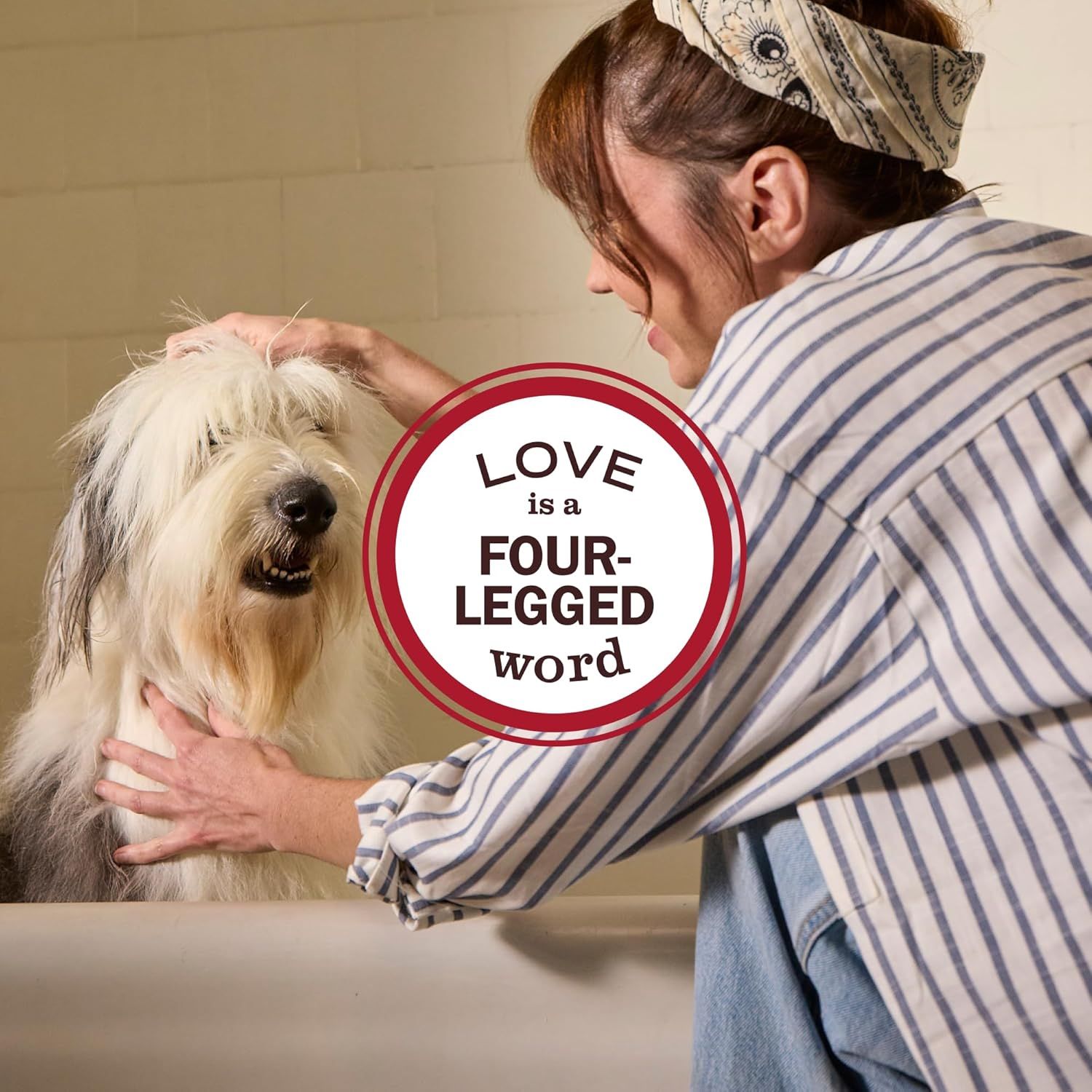 Communicates the emotional bond between pet owners and their pets, positioning the product as part of a loving pet care routine.