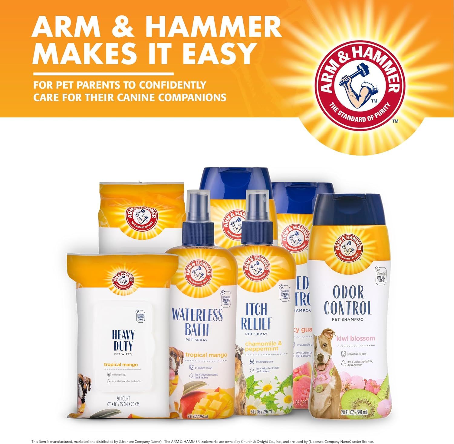 Showcases the Arm & Hammer pet care product lineup to help shoppers understand the brand's range of offerings and build trust through brand recognition and heritage messaging.