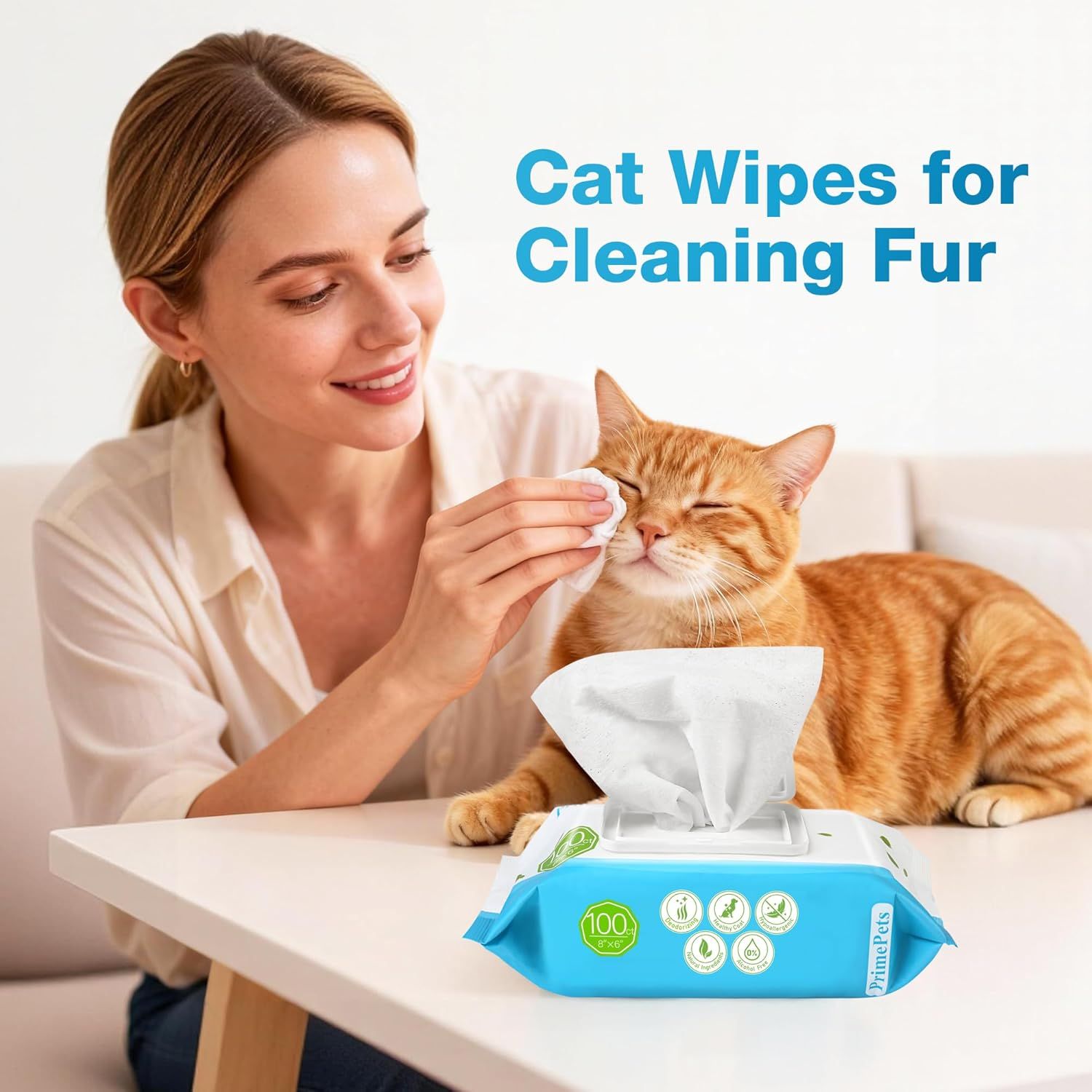 Demonstrates how to use the cat wipes to clean a cat's fur, showing the product in action to help shoppers understand proper usage and application. Highlights…