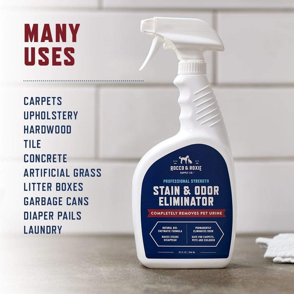 Demonstrates the product's versatility by showing it can be used on many different surfaces and scenarios (carpets, upholstery, hardwood, tile, concrete, artificial grass, litter boxes, garbage…