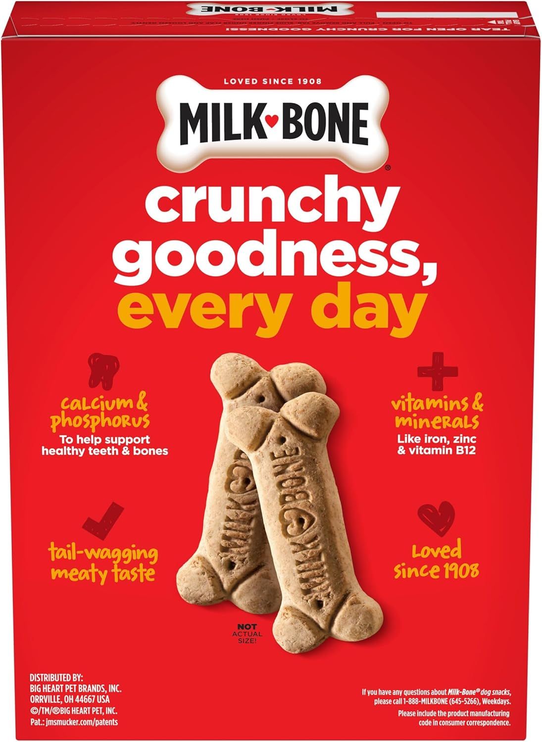 Communicates multiple distinct benefits of the product in a segmented layout with icons and callouts, highlighting nutritional value, taste appeal, and brand trust to reassure pet owners.