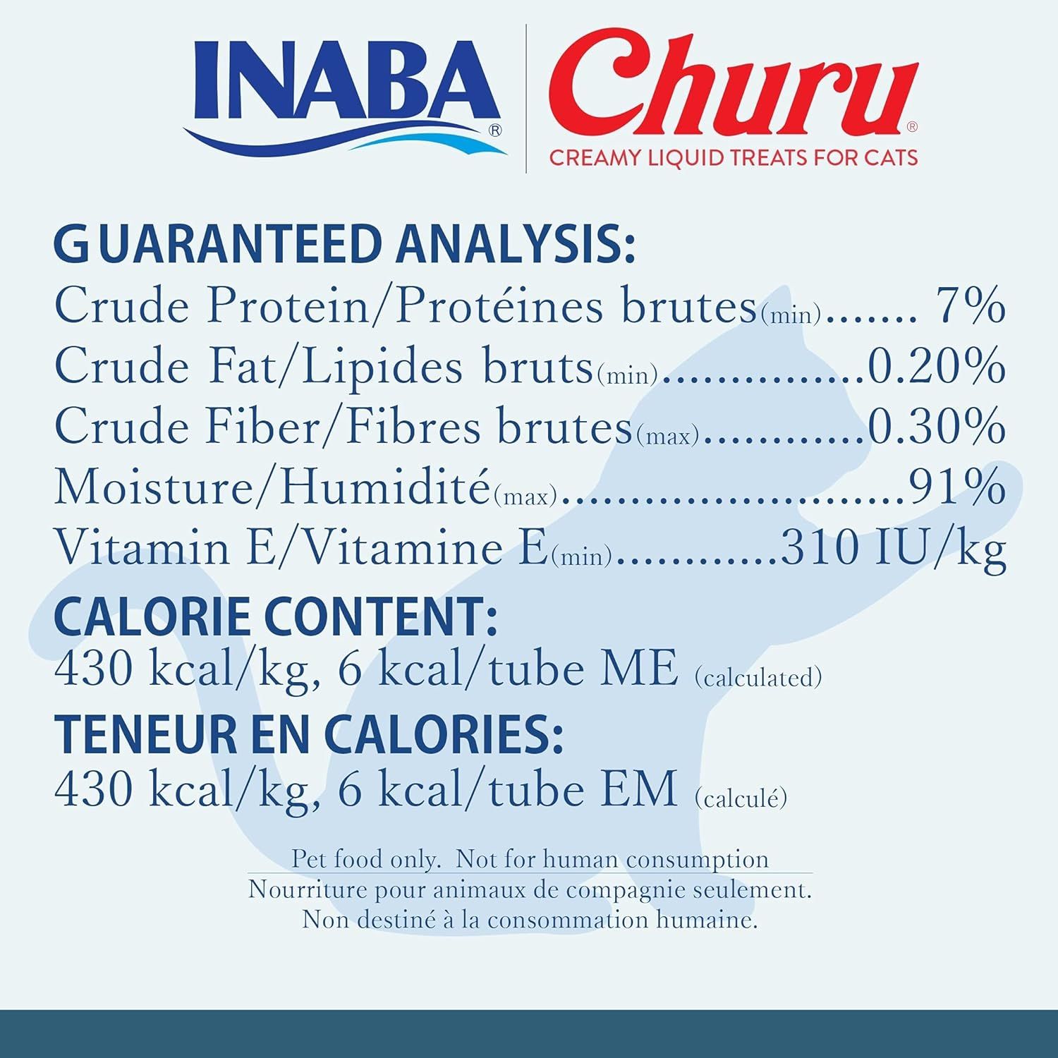 Provides detailed nutritional breakdown and calorie content to inform cat owners about the product's composition and meet regulatory labeling requirements.