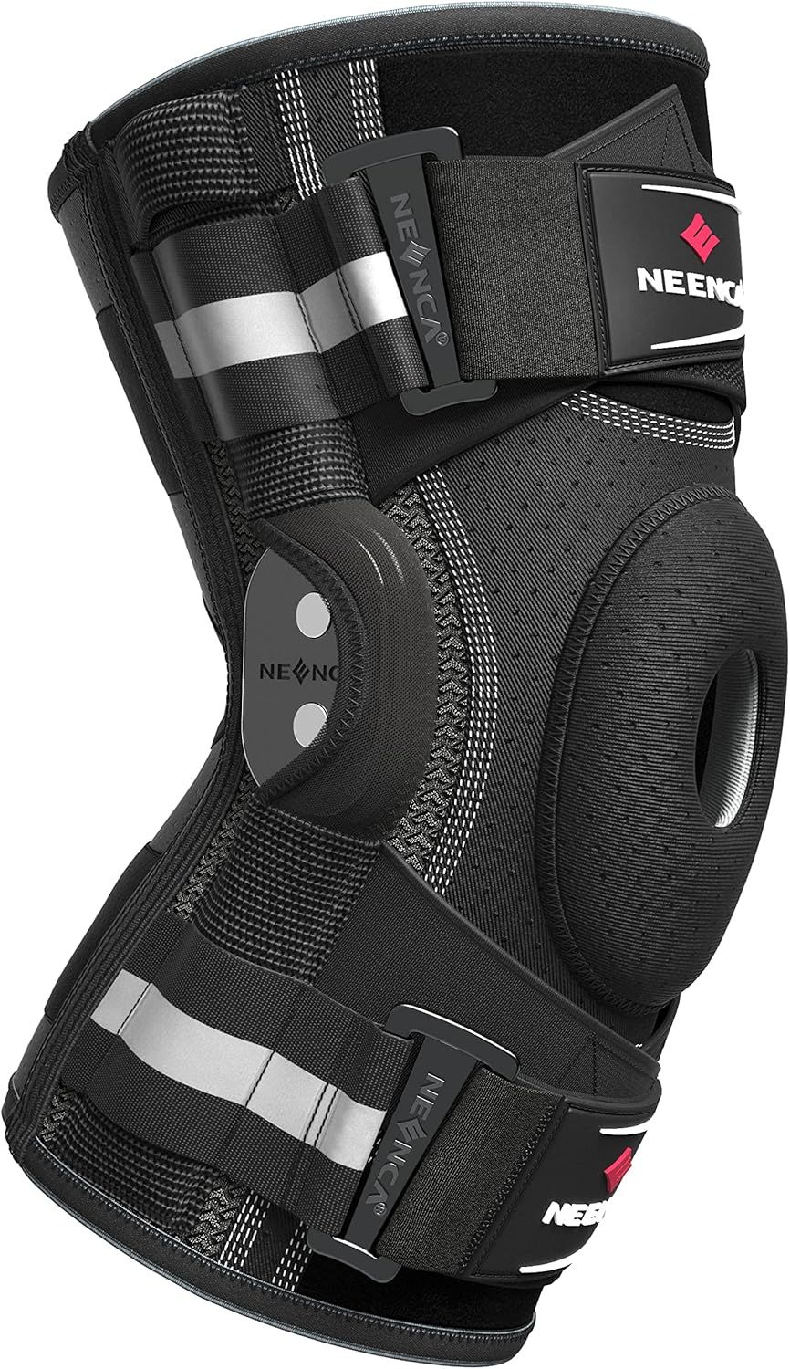 Provides a clean, catalog-style view of the knee brace product to show its design, construction, and physical appearance without distractions.