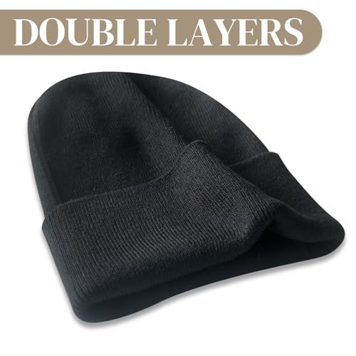 Highlights the double-layer construction of the beanie to communicate enhanced warmth and quality to the shopper.