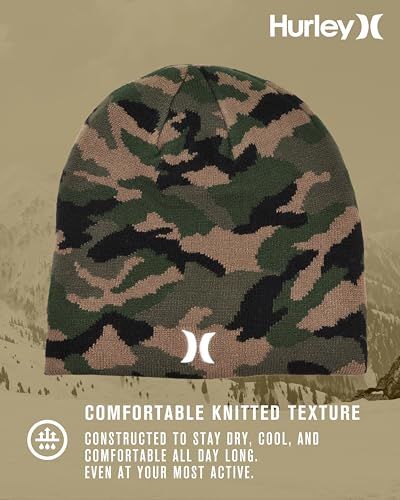 Communicates that the beanie is constructed with a comfortable knitted texture designed to keep the wearer dry, cool, and comfortable throughout the day, even during active use.