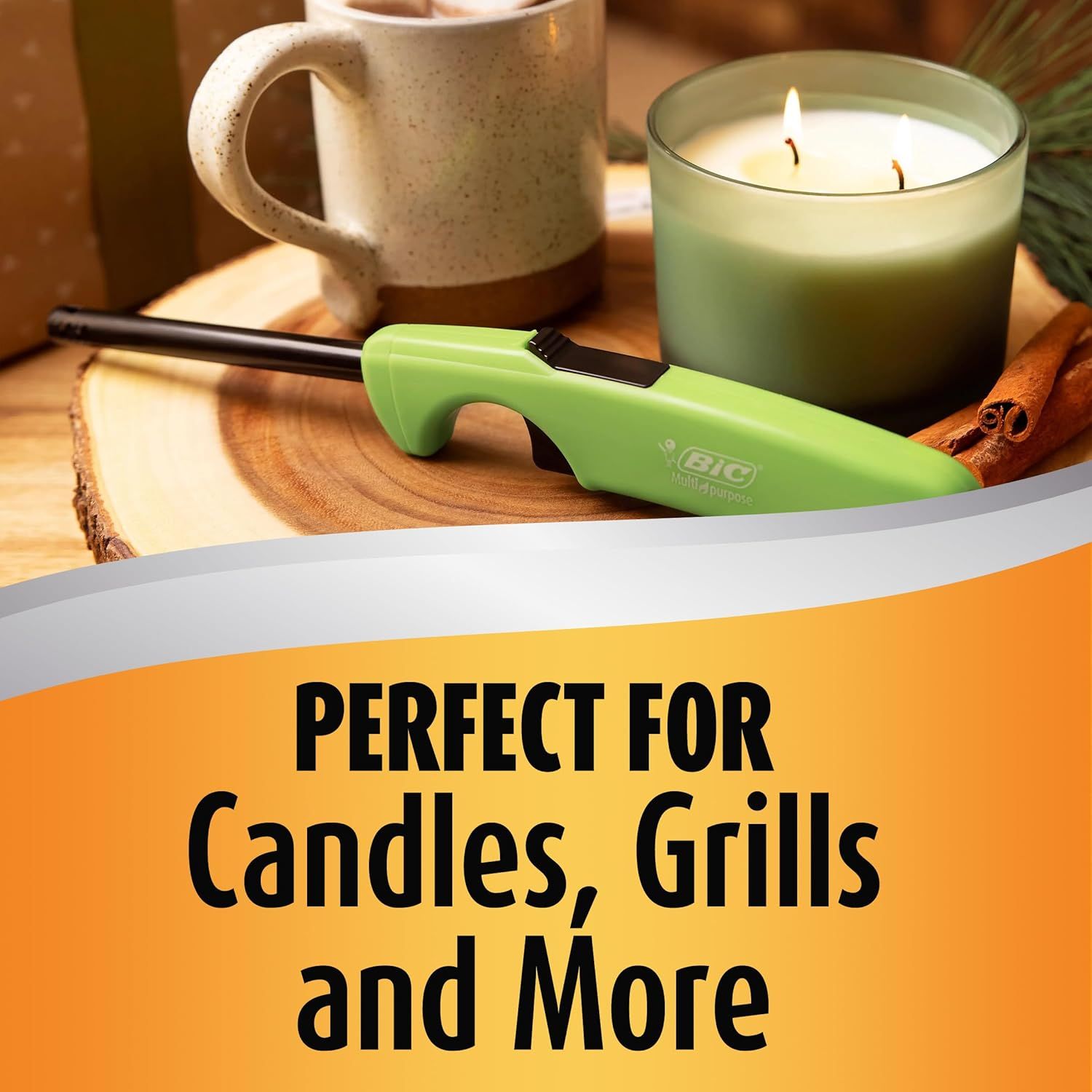 Demonstrates the versatility of the lighter by showing it can be used for multiple purposes including lighting candles, grills, and other applications.