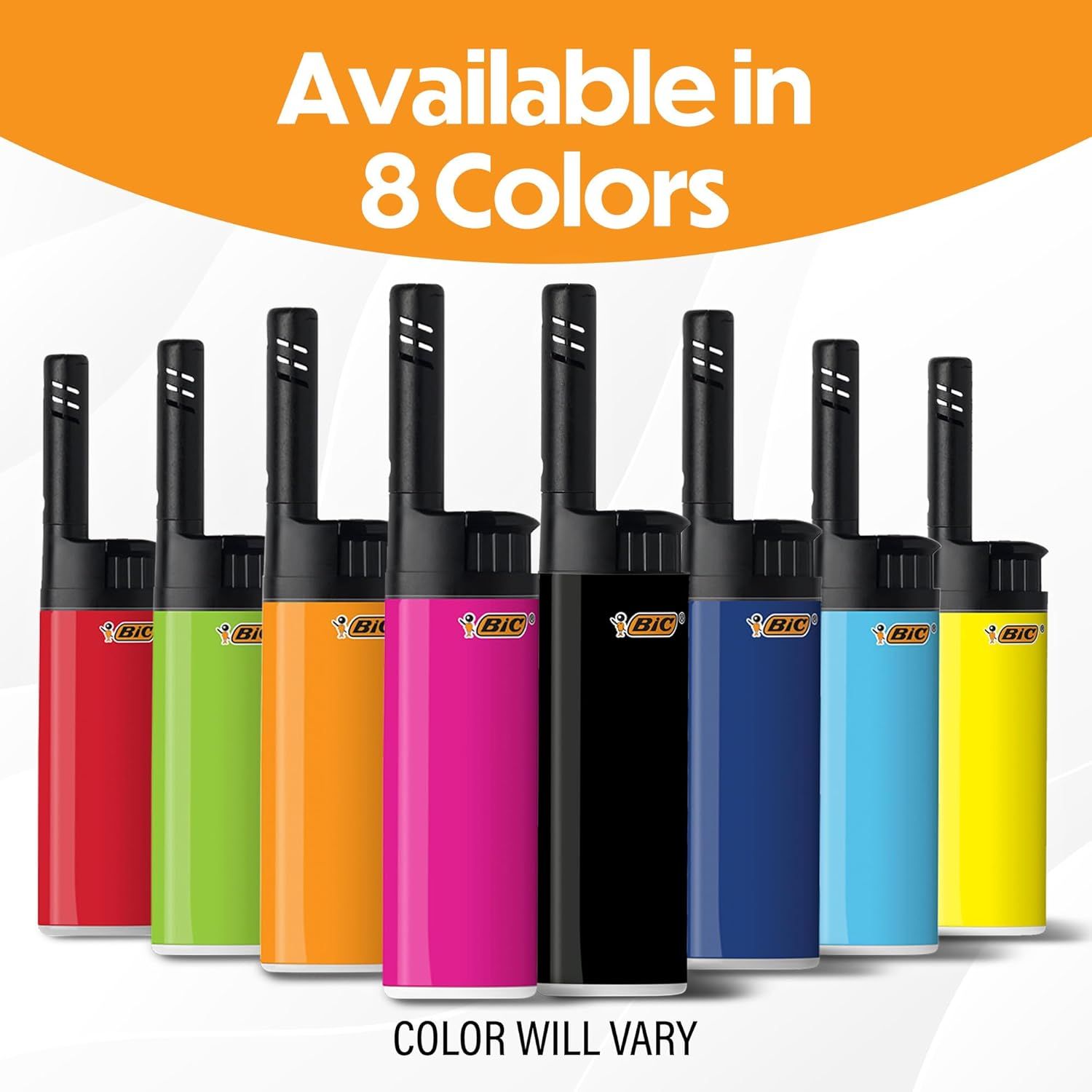 Showcases the brand's product lineup by displaying all 8 available color options, helping shoppers understand the variety available and that color selection will vary at purchase.