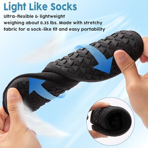 Demonstrates the product's ultra-lightweight and flexible construction, reassuring shoppers that the footwear is easy to pack and comfortable to wear.