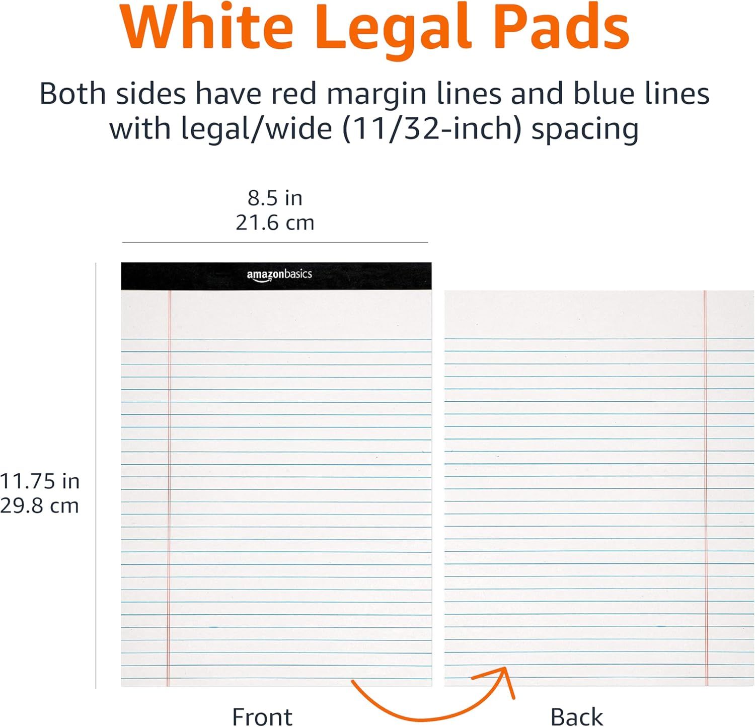Communicates the exact physical dimensions of the legal pads (8.5 x 11.75 inches) to help shoppers understand the size and format of the product they are…