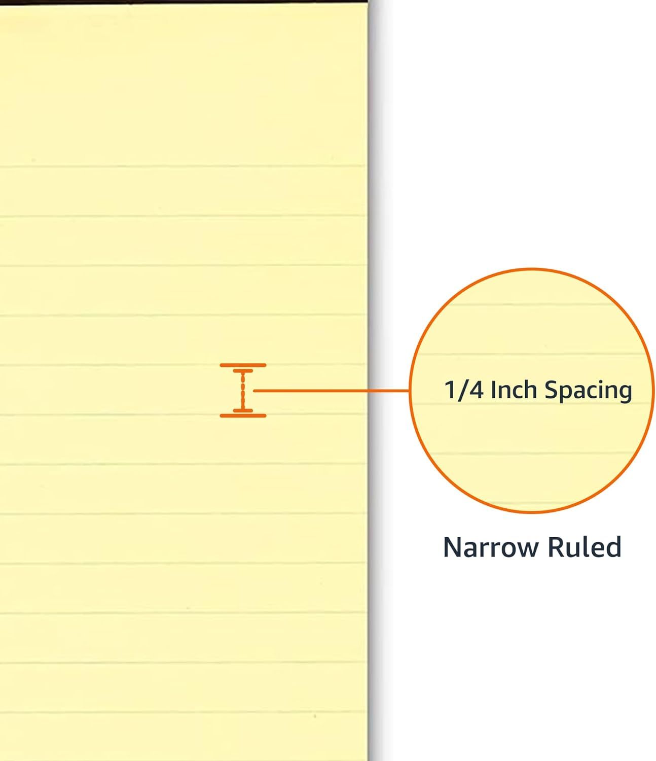 Communicates the precise line spacing measurement of the narrow ruled paper to help shoppers understand the product specifications and determine if it meets…