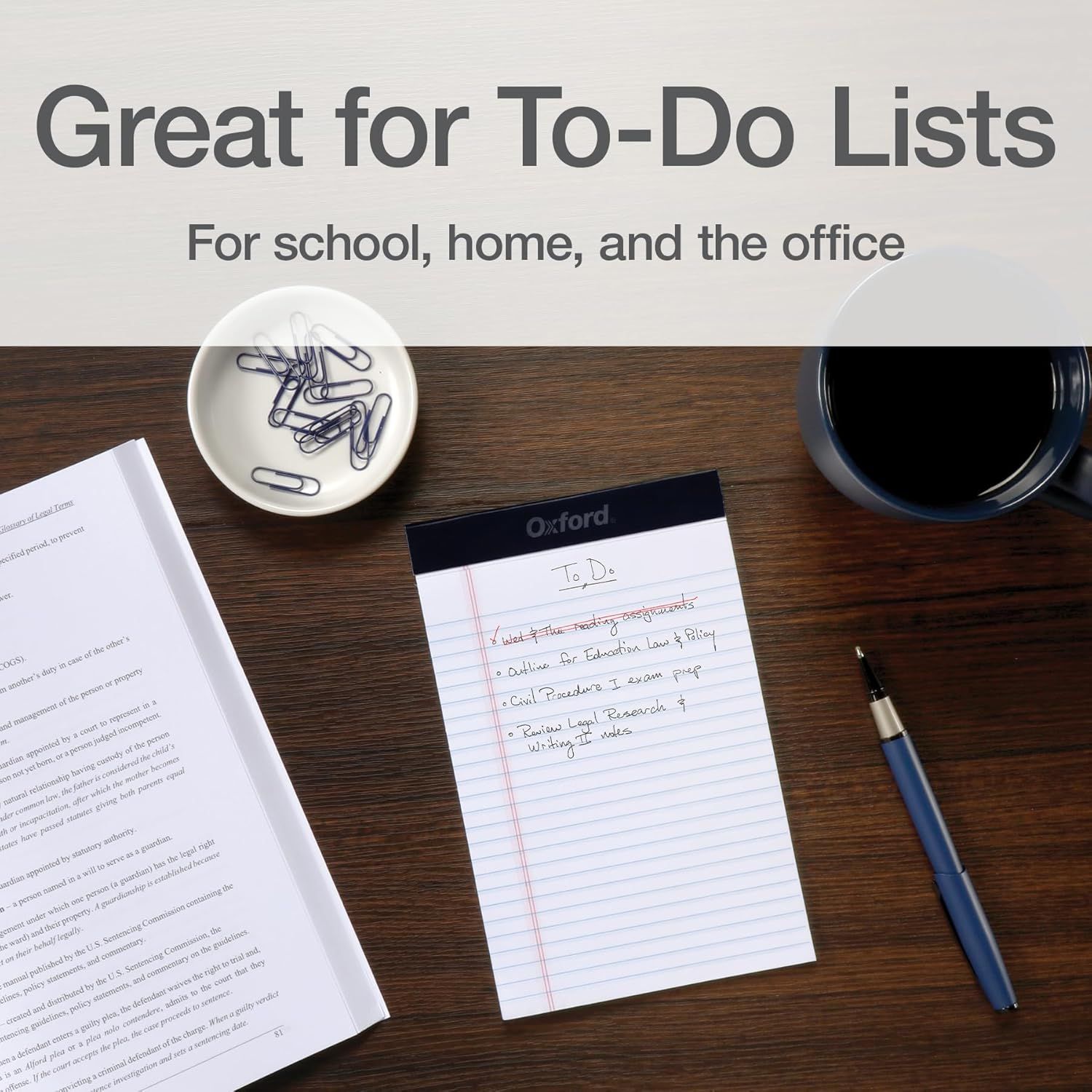Demonstrates the versatility of the notepad by showing it can be used in multiple environments and contexts (school, home, and office) to reassure shoppers of…