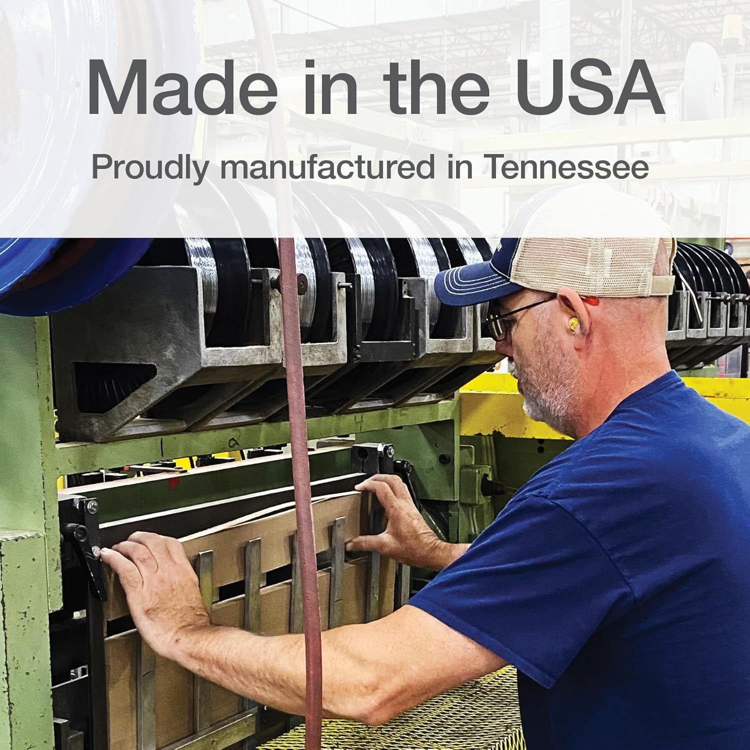 Communicates the brand's American manufacturing heritage and local production in Tennessee to build trust and appeal to shoppers who value domestic products.