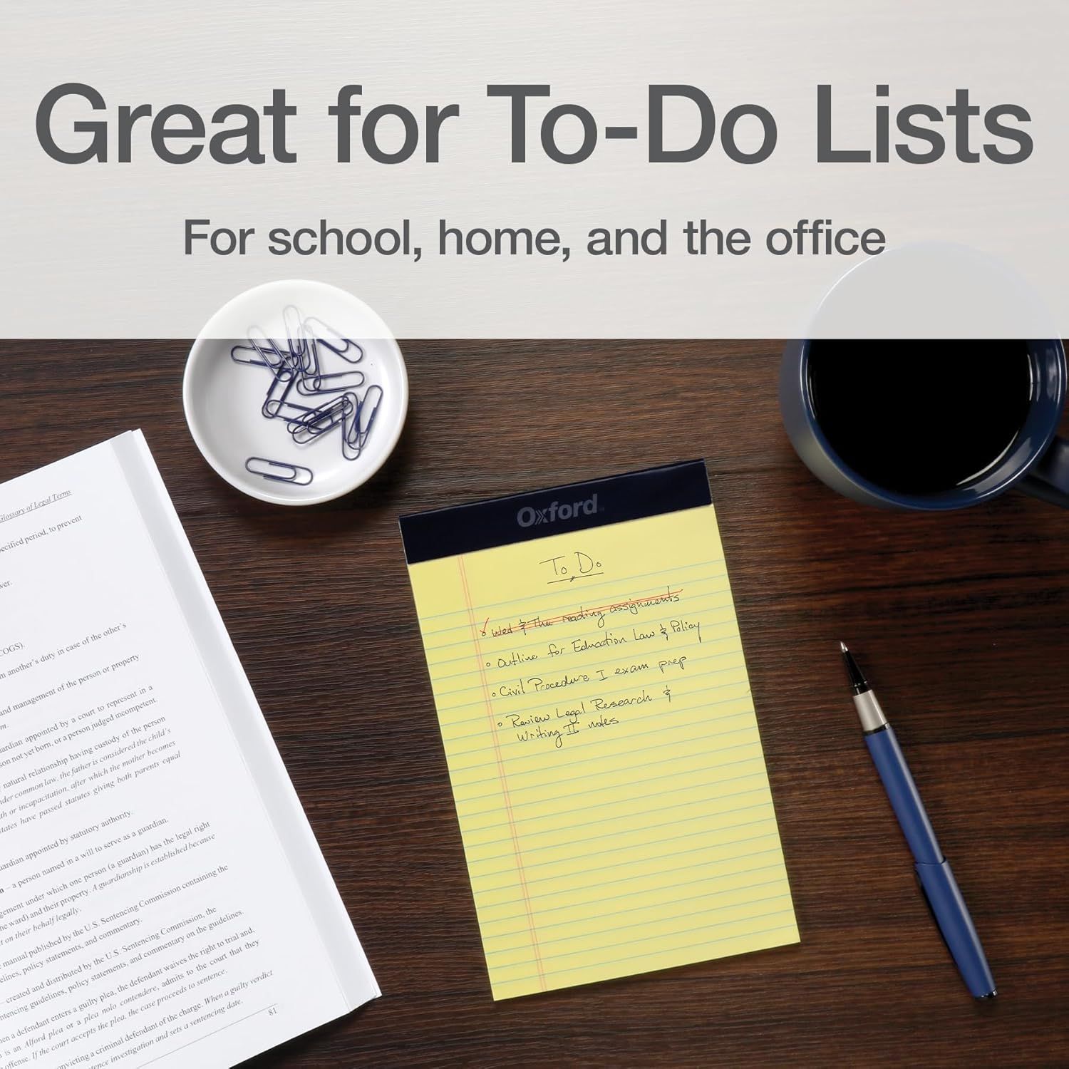 Demonstrates the versatility of the notepad by showing it can be used in multiple environments and contexts, reassuring shoppers of its broad utility.