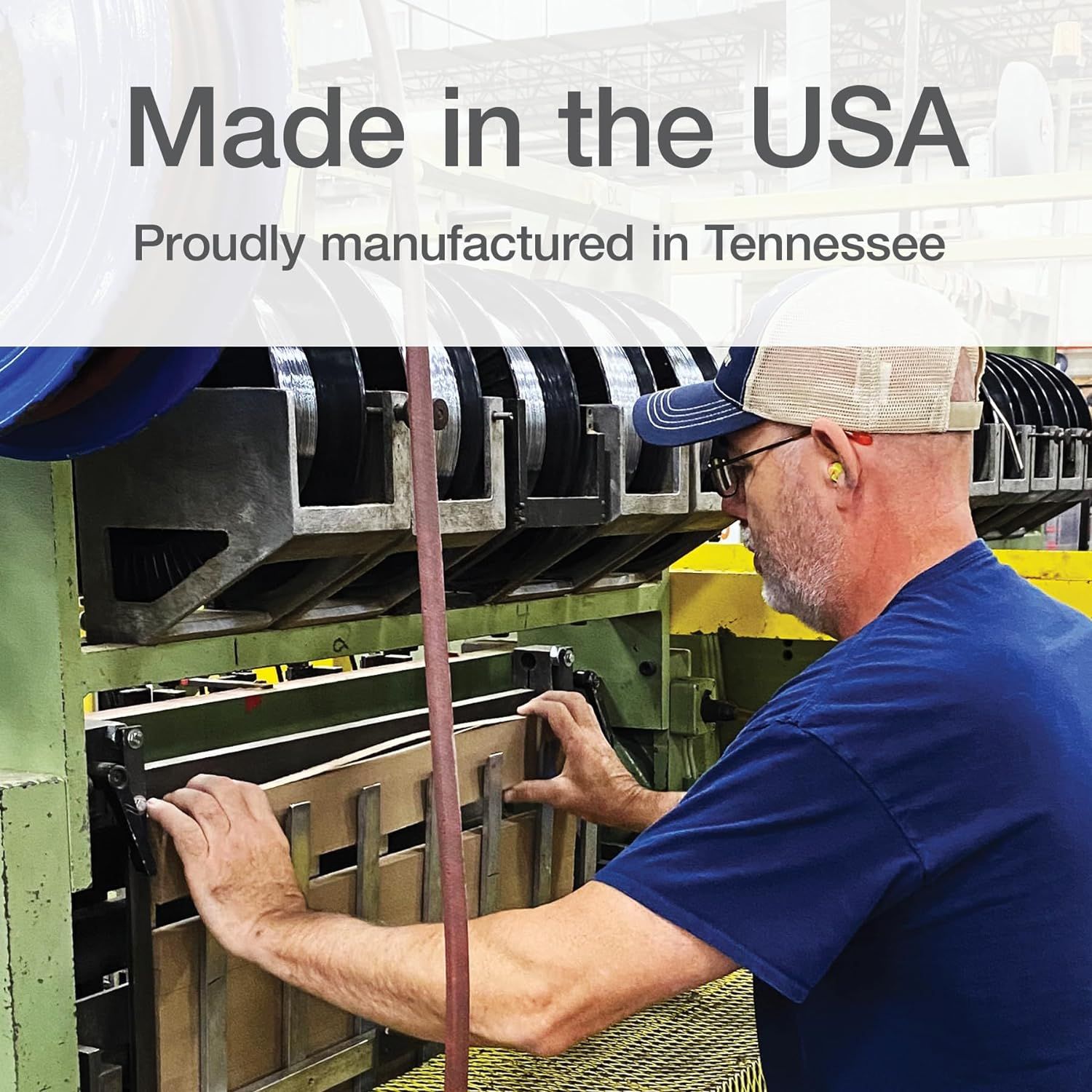 Communicates the brand's American manufacturing heritage and local production in Tennessee to build trust and appeal to shoppers who value domestic products.