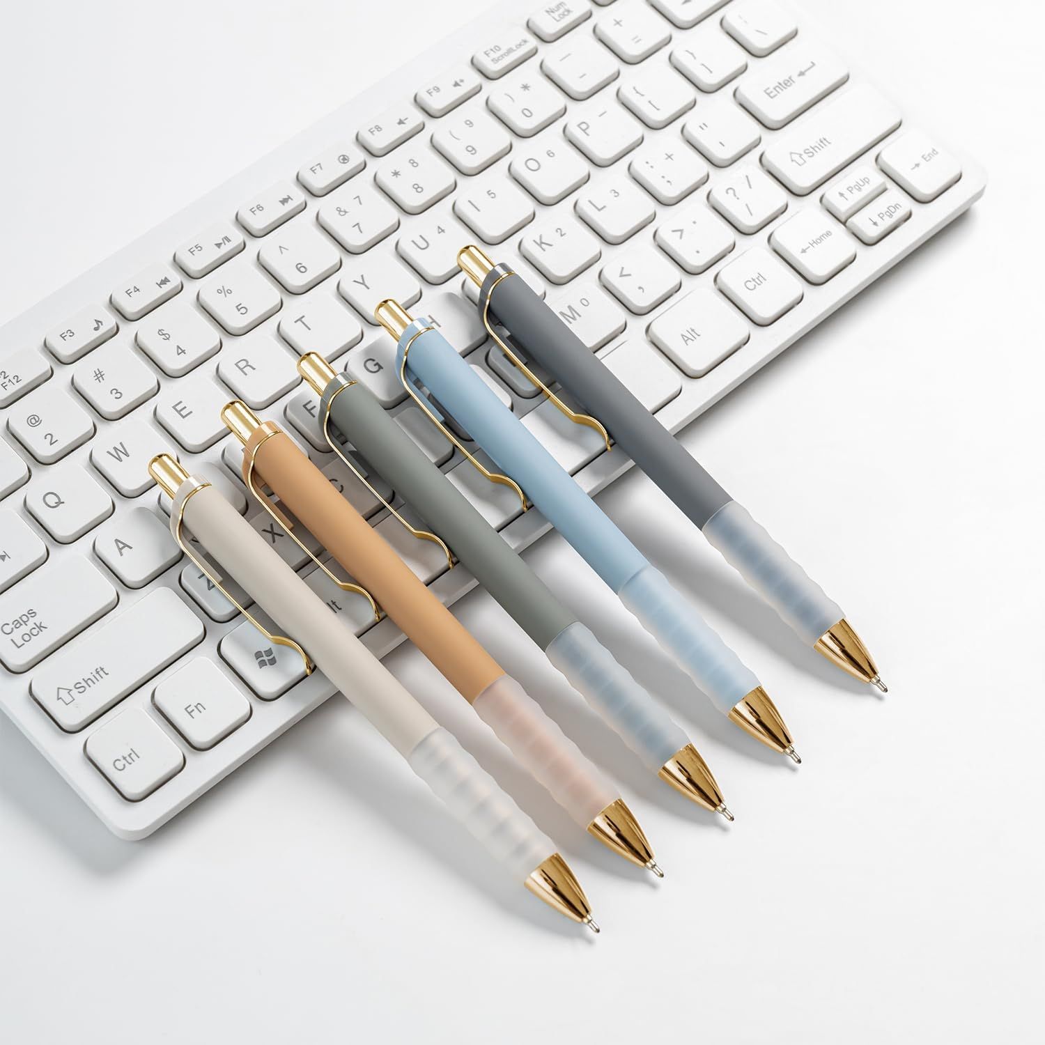 Showcases the brand's product lineup by displaying multiple color options available for the pen, helping shoppers understand the variety and choose their…