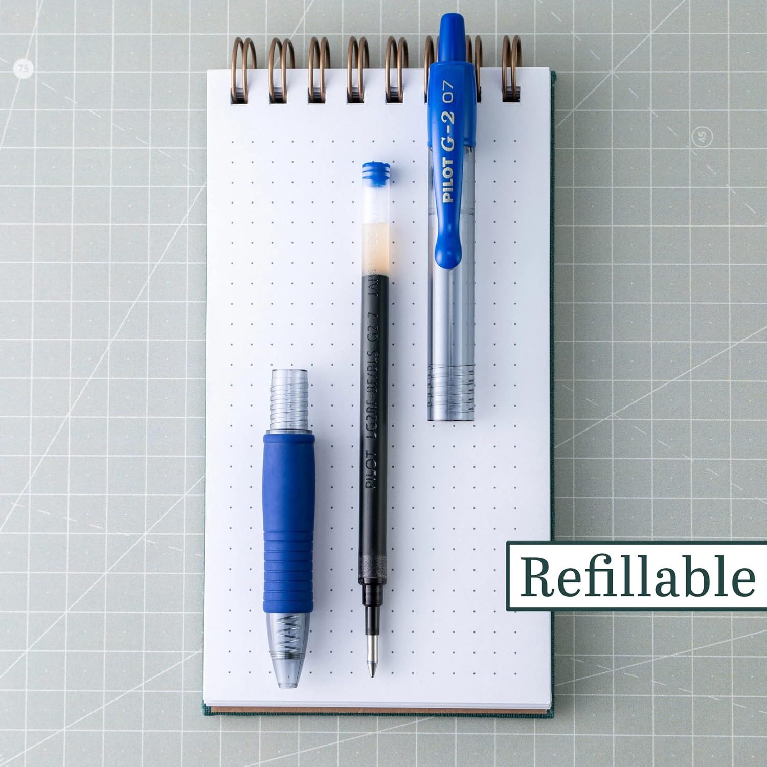 Communicates that the pens are refillable, emphasizing sustainability and long-term value to reassure shoppers they won't need to replace the entire pen.
