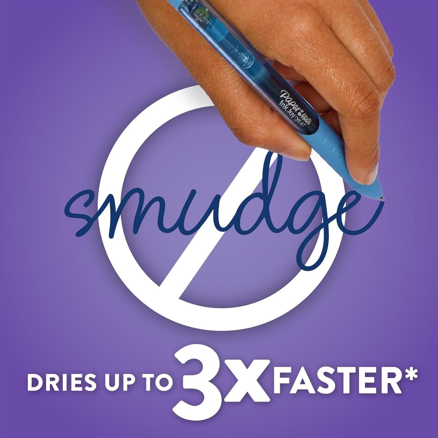 Communicates the product's superior drying performance with a quantifiable claim to reassure shoppers that this pen dries significantly faster than alternatives. Highlights the pen's quick-dry,…