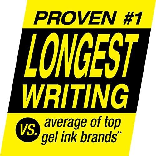Communicates that this product writes longer than competing gel ink brands, positioning it as the superior choice for longevity and value. Highlights the product's #1 ranking for writing duration,…