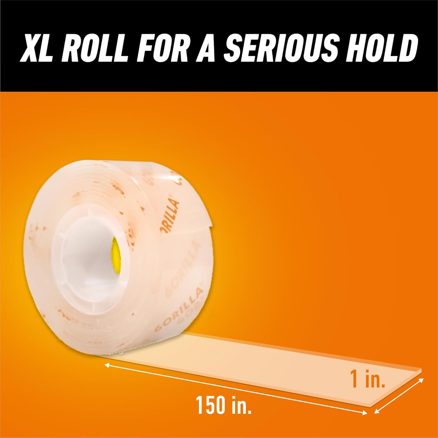 Communicates the physical dimensions of the tape roll (150 inches long by 1 inch wide) to help shoppers understand the product size and quantity they are…