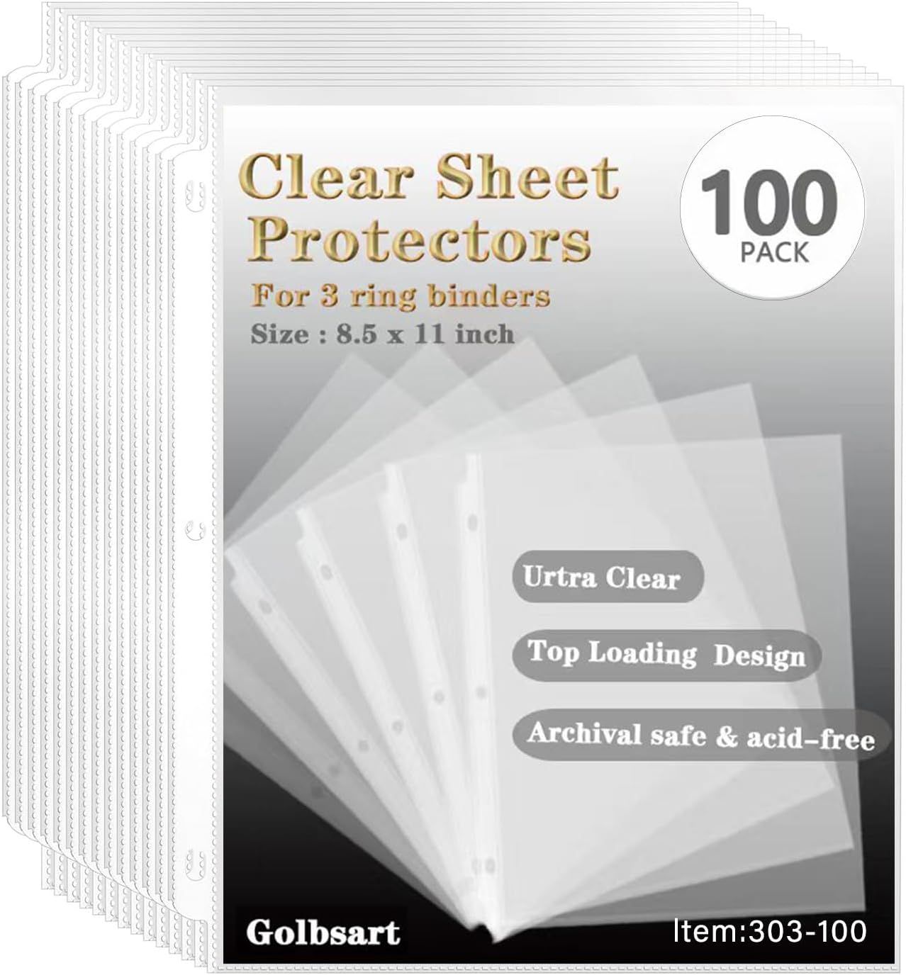 Communicates multiple key benefits of the sheet protectors including clarity, ease of use, and safety for document preservation to reassure shoppers of quality and functionality.