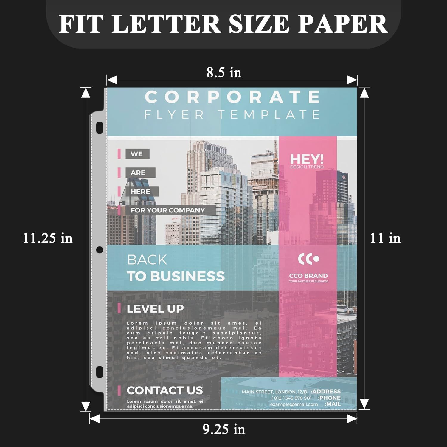 Demonstrates that the product fits standard letter-size paper (8.5 x 11 inches) by showing exact dimensional measurements with arrows, reassuring buyers about…