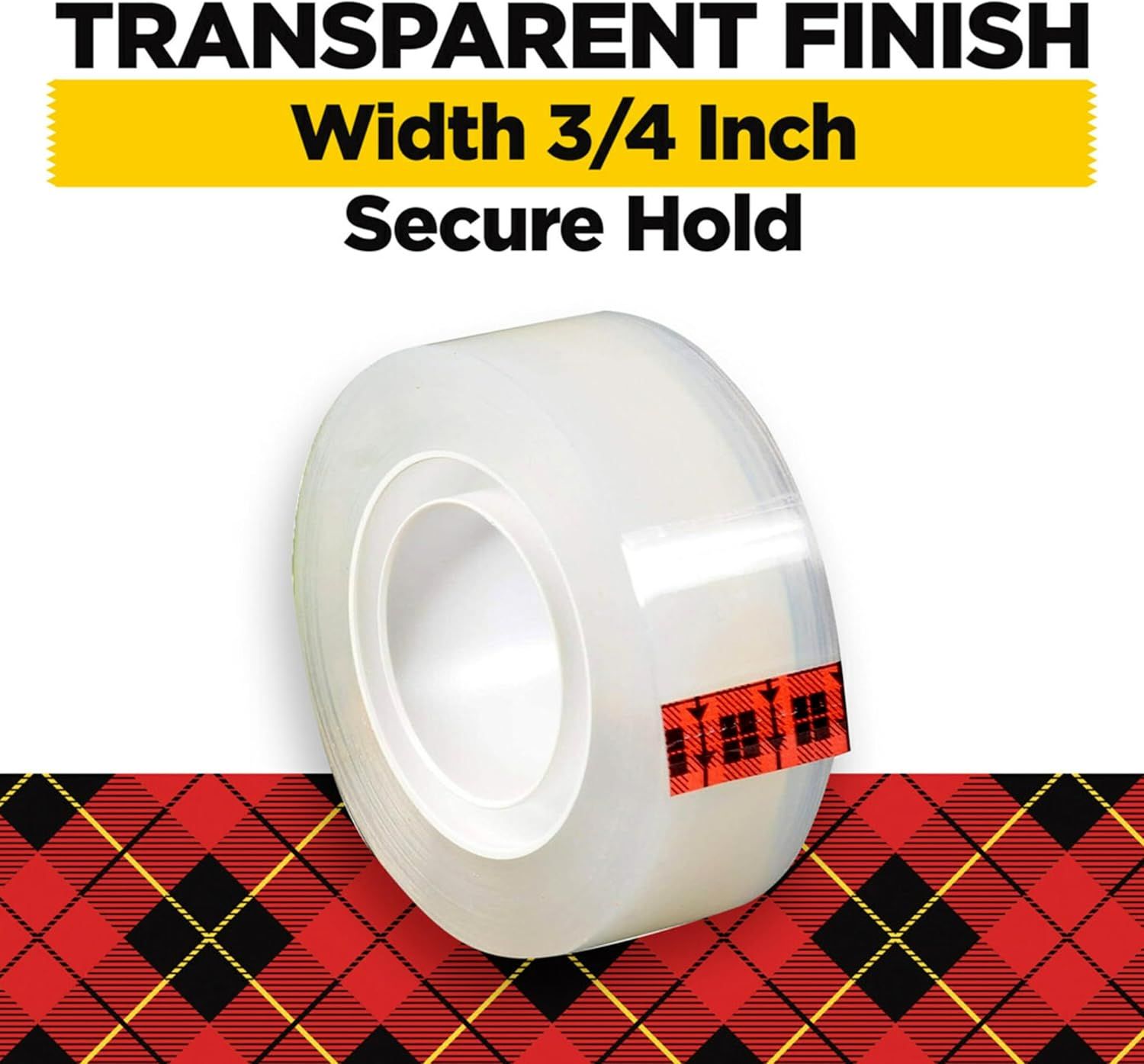 Communicates three distinct product features in a segmented layout: the transparent finish, the specific width dimension, and the secure holding capability to…