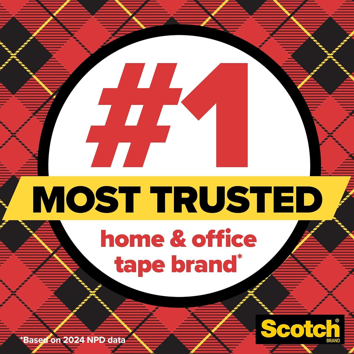 Communicates that Scotch is the #1 most trusted tape brand for home and office use, building credibility and brand authority through third-party data…