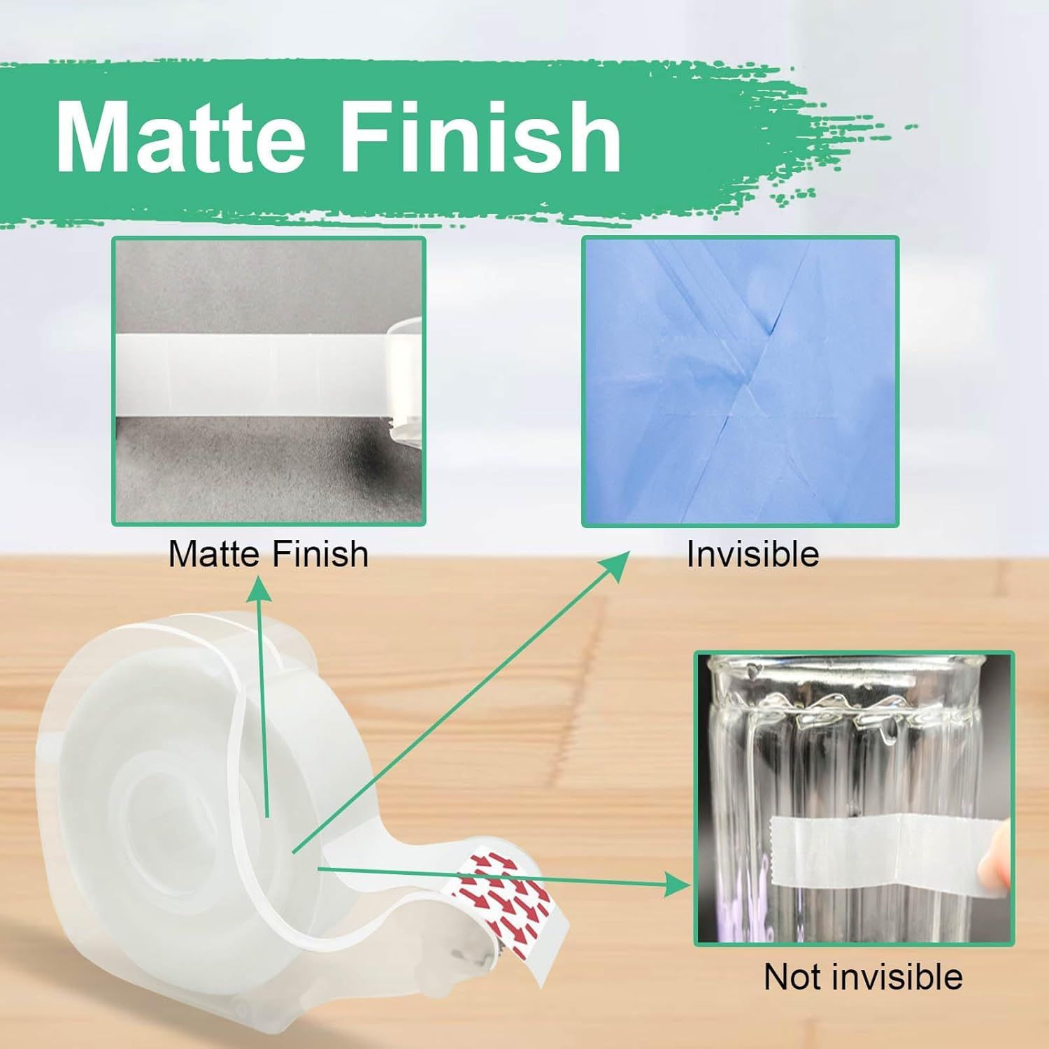 Demonstrates that this product has a matte finish that remains invisible when applied, unlike competing products that are visible and noticeable on surfaces.