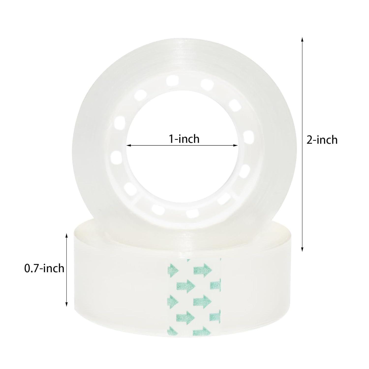 Communicates the exact physical measurements of the product (1-inch inner diameter, 2-inch outer diameter, 0.7-inch height) to help shoppers understand the…
